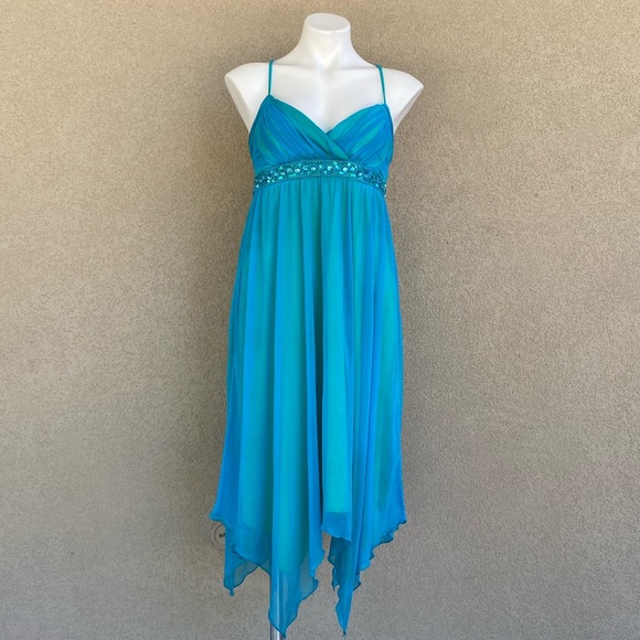 Nordstrom Dresses & Skirts - Jewel Accents Turquoise High/Low Halter Dress